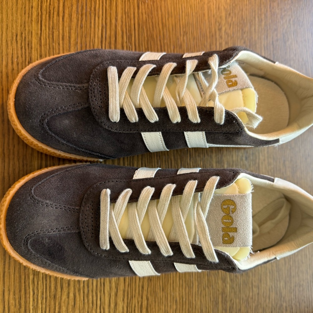 Gola Women’s Mocha Brown Suede Sneakers with Cream Accents